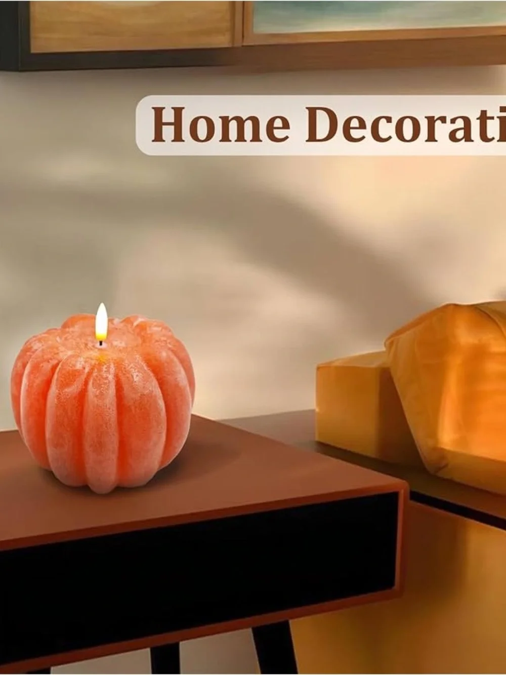 Remote controlled Orange Pumpkin-Shaped Scented Candle - Home Accents